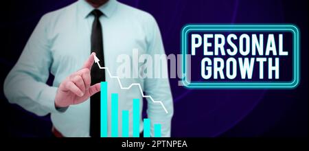 Conceptual caption Personal Growth, Word Written on ongoing process of understanding and developing oneself Stock Photo