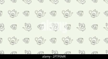 Teapots seamless repeat pattern background vector Stock Vector