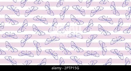 Purple butterfly stripe background pattern. Stock Vector