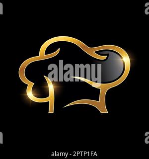 Golden Luxury Chef Hat Vector Icon Stock Vector