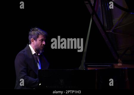 The duo Cande y Paulo, Cande Buasso and Paulo Carrizo, during the concert on April 27, 2023 at Auditorium Parco della Musica in Rome, Italy Stock Photo