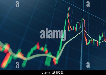 Green and Red Trading Financial Candlesticks Pattern Chart on a pink ...