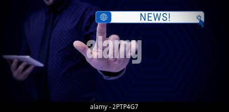 Writing displaying text News, Concept meaning newly received or noteworthy information about recent events actions Stock Photo