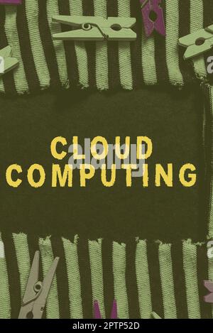 Text caption presenting Cloud Computing, Word Written on storing and accessing data and programs over the Internet Stock Photo