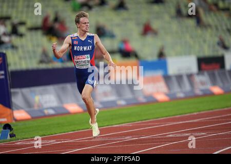 Sander Skotheim participating in the 400 meters of the Decathlon of the ...