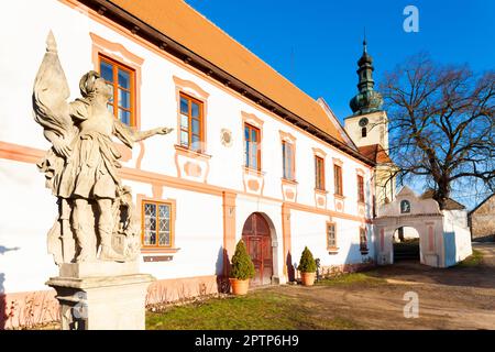 church of Saint  Sigismond and palace in Popice, Znojmo region, Czech Republic Stock Photo