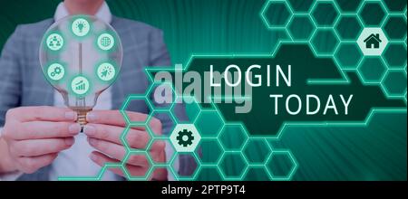 Writing displaying text Login, Word for Entering website Blog using username and password Registration Stock Photo