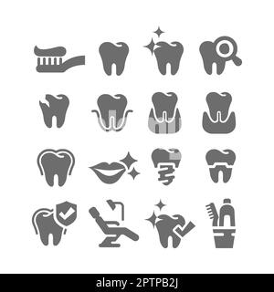 Tooth and teeth oral care vector icon set Stock Vector