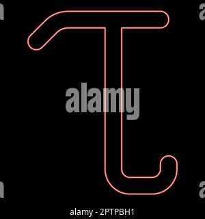 Neon tau greek symbol small letter lowercase font red color vector ...