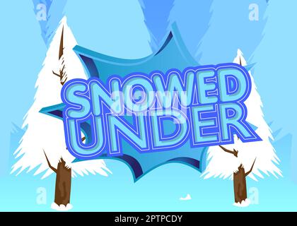 Pine Tree with Snowed Under text. Stock Vector