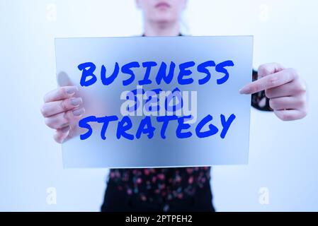 Text caption presenting Business Seo Strategy, Business concept Optimization of website to rise the number of visits Stock Photo