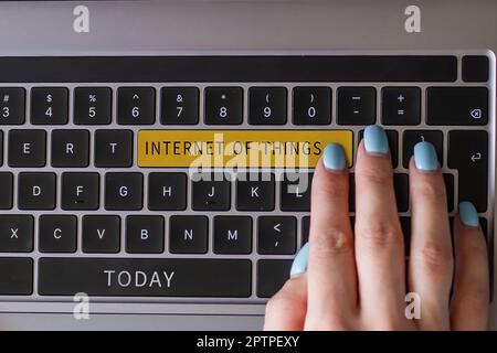 Conceptual caption Internet Of Things, Business overview Innovation Globalization Digital Electronics Connectivity Stock Photo