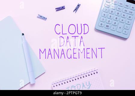 Conceptual display Cloud Data Management, Conceptual photo A technique to manage data across cloud platforms Stock Photo