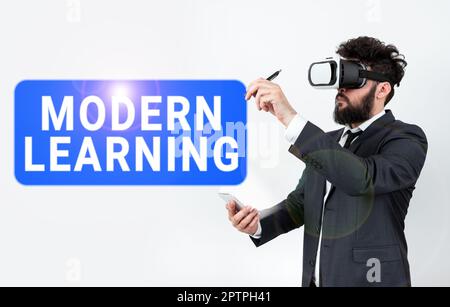 Conceptual caption Modern Learning, Word Written on flexible and agile setup Innovative learning environments Stock Photo