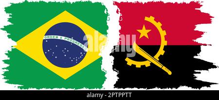 Angola and Brazil grunge flags connection, vector Stock Vector