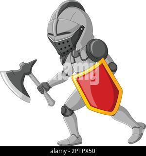 Knight Holding Axe and Shield Cartoon Clipart Stock Vector Image & Art ...