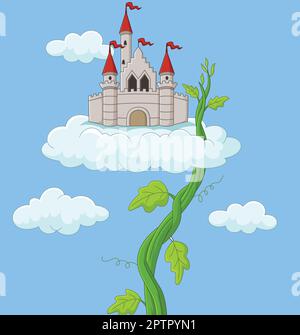 Castle with bean sprout in the clouds Stock Vector