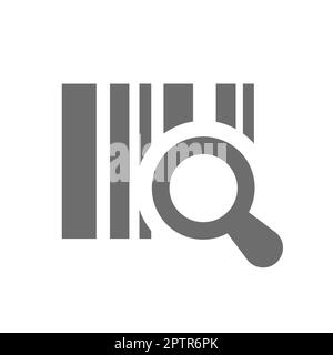 Bar code and magnifying glass filled icon Stock Vector