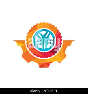 Tire and gear icon vector logo. Auto service vector logo template. Stock Vector