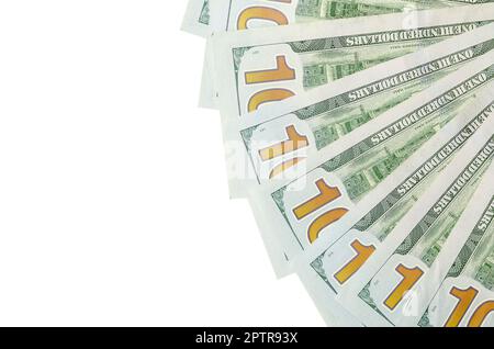 A border of American money isolated on white with copy space. Money Border of hundred dollar bills Stock Photo