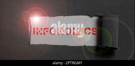 Writing displaying text Infonomics, Business overview visual image used to represent information or data Stock Photo