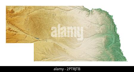 Physical Map Of Nebraska Stock Photo Alamy The Us State Of Nebraska A Highly Detailed 3d Rendering Of A Shaded Relief Map With Water Bodies Colored By Elevation Created With Satellite Data 2ptrjtb 