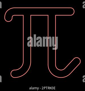 Neon pi greek symbol small letter lowercase font red color vector illustration image flat style Stock Vector