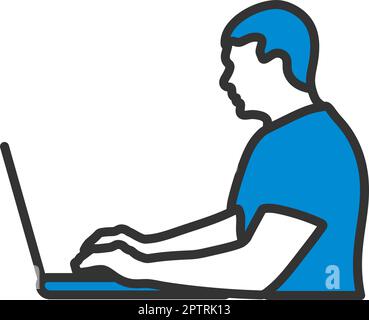 Writer At The Work Icon Stock Vector