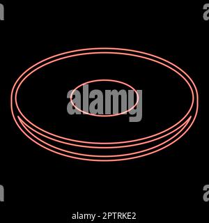 Neon electric symbol type cooking surfaces sign utensil destination panel red color vector illustration image flat style Stock Vector