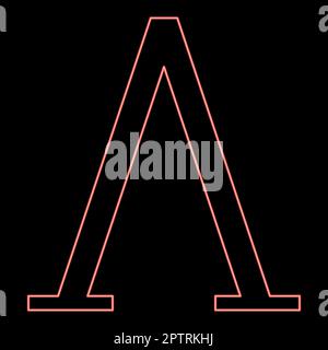 Neon lambda greek symbol capital letter uppercase font red color vector illustration image flat style Stock Vector