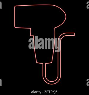 Neon hand scanner barcode held red color vector illustration image flat style Stock Vector