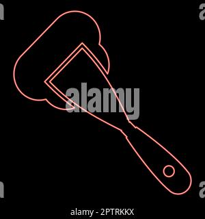 Neon construction spatula spreading mortar Working tools Manufacturing equipment Plasterer Stucco putty red color vector illustration image flat style Stock Vector