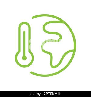 Globe and thermometer line vector icon Stock Vector