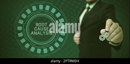 Sign displaying Root Cause Analysis, Word for Method of Problem Solving Identify Fault or Problem Stock Photo
