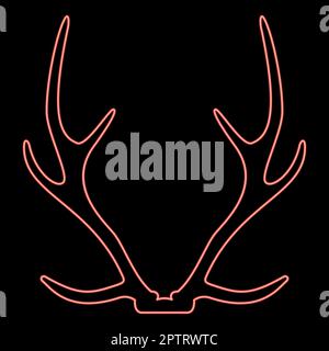Neon antler Horn Concept trophy red color vector illustration image flat style Stock Vector