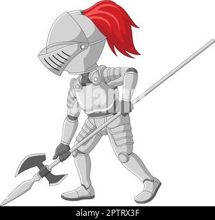 Cartoon knight holding a spear Stock Vector