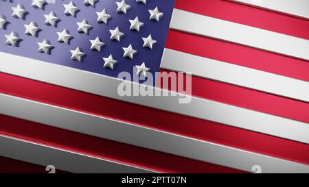 American flag, geometrical design background. Digital 3D render. Stock Photo