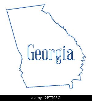 State map outline of Georgia over a white background Stock Photo