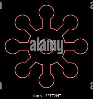Neon virus Corona infaction Coronavirus COVID-19 Infection Virology red color vector illustration image flat style Stock Vector
