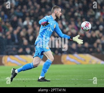 Manchester United's David De Gea in action during the English Premier League soccer match between Tottenham Hotspur and Manchester United at Tottenham Stock Photo