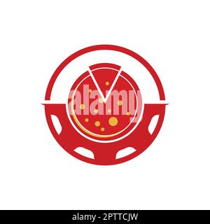 Pizza gear vector logo design. Food and mechanic symbol or icon. Stock Vector
