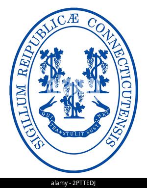 The seal of the USA state of Connecticut over a white background Stock Photo