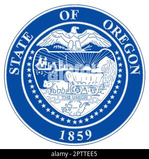 An illustration of the state of Oregon state seal over a white background Stock Photo