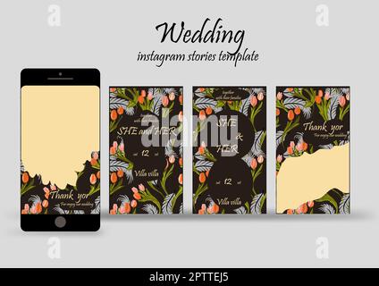 wedding instagram stories template Stock Vector