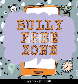 Text showing inspiration Bully Free Zone, Word Written on Be respectful to other bullying is not allowed here Stock Photo