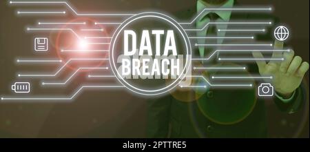 Writing displaying text Data Breach, Business overview unauthorized release of confidential and secured details Stock Photo