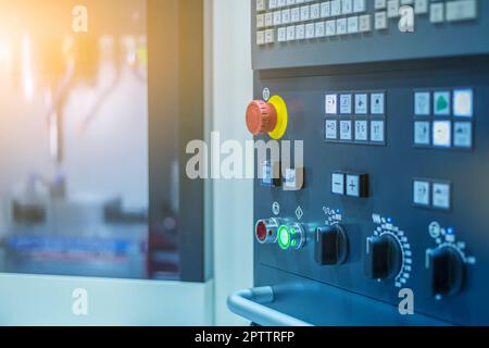 CNC Machine milling part control panel manufacturing Stock Photo