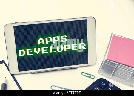 Handwriting text Apps Developer, Concept meaning Graphic artist Software Programmer and Analyst Experts Stock Photo