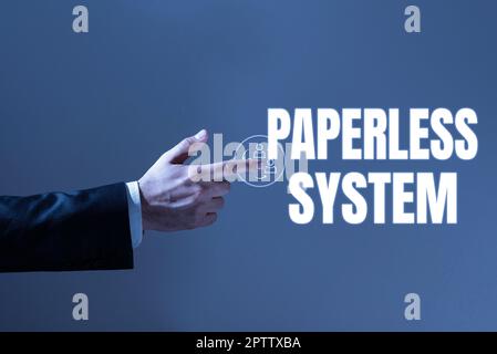 Paperless Text Text sign showing Paperless System. Business photo showcasing storage ...