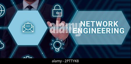 Text caption presenting Network Engineering, Business overview professional who has the skills to oversee the net Stock Photo